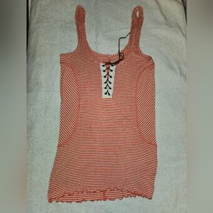 We The Free Grunge Lace Up Tank Top